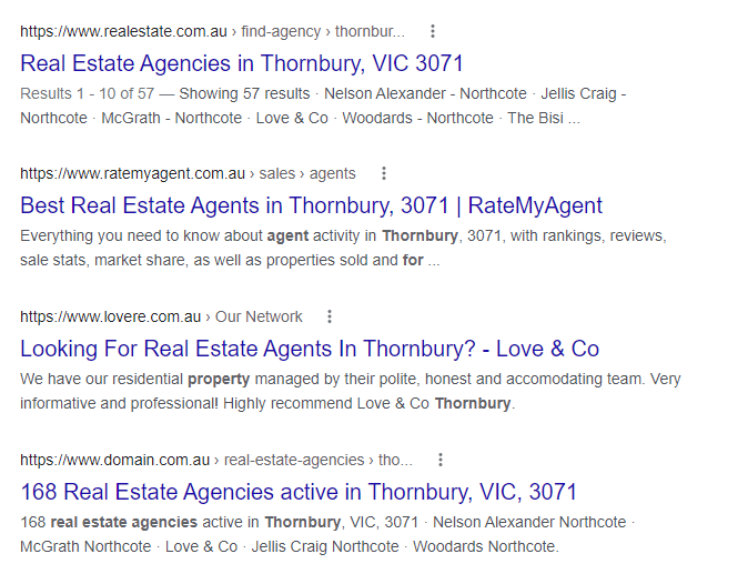 Local searches for real estate